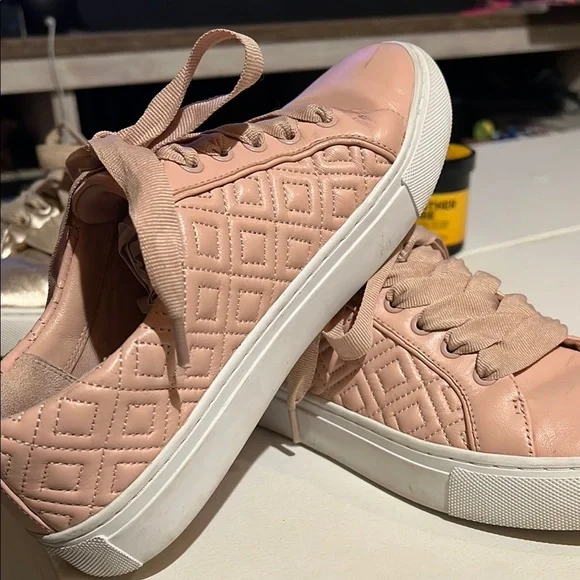 Tory Burch Shoes Tory Burch Pink Marion Quilted Lace Up